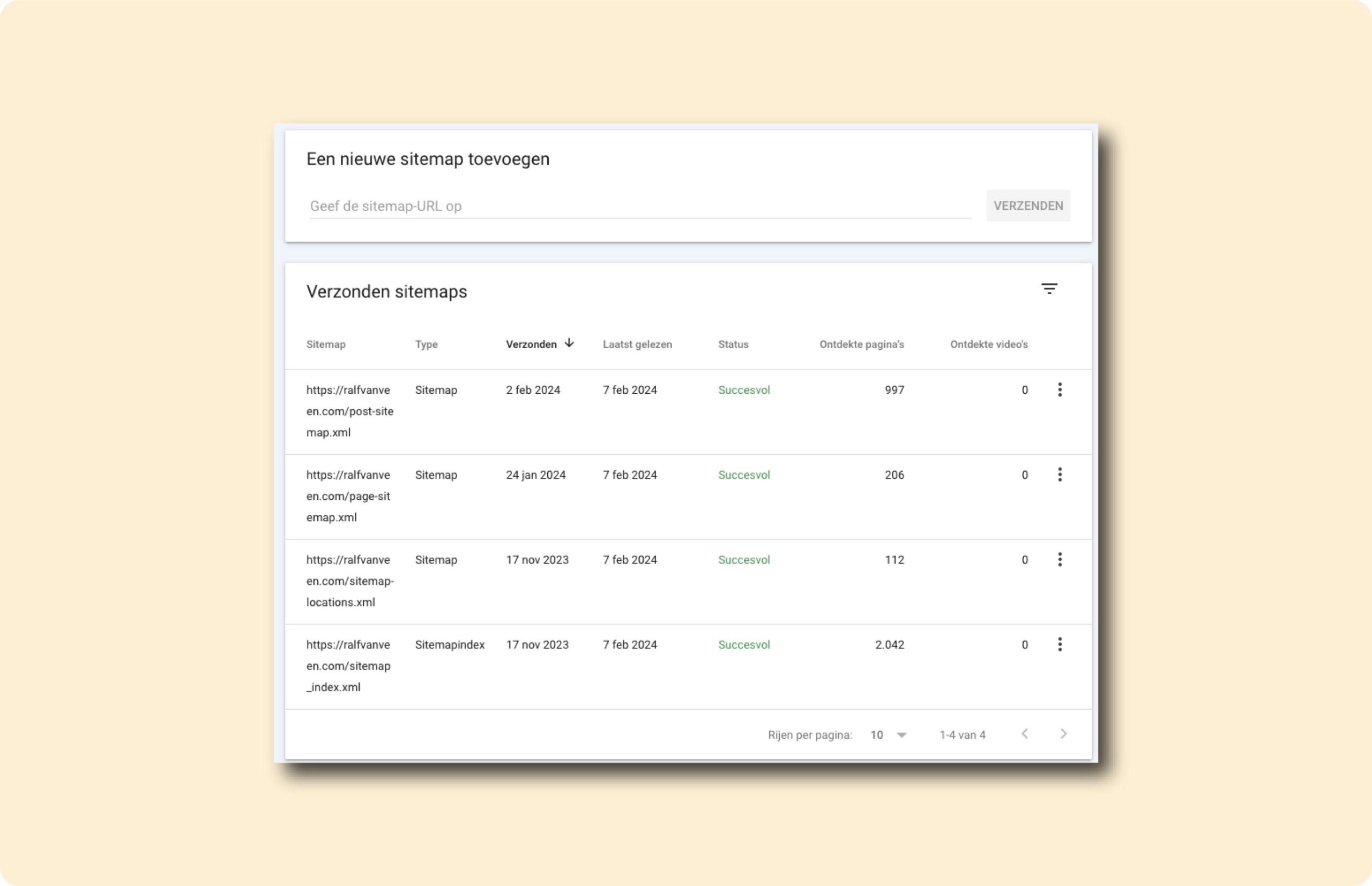 Sección de sitemaps XML Google Search Console